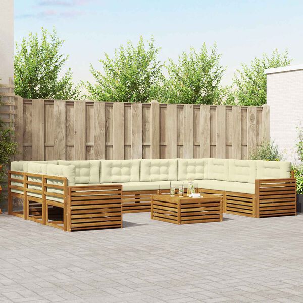 vidaXL Ensembles de canap&eacute;s avec coussin 10 pcs Naturel et Cr&egrave;me