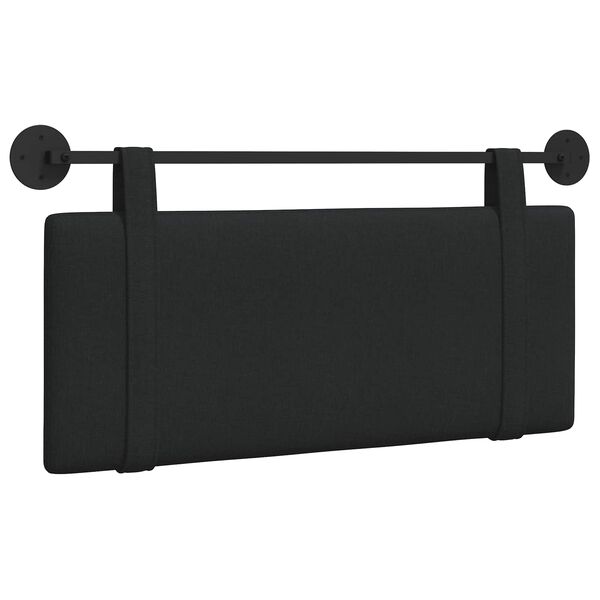 vidaXL T&ecirc;te de lit suspendue Montage mural Noir 110 x 55 x 5 cm tissu