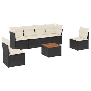 vidaXL Salon de jardin 7 pcs avec coussins noir r&eacute;sine tress&eacute;e
