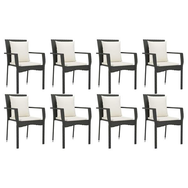 vidaXL Ensemble &agrave; manger jardin 9pcs et coussins noir r&eacute;sine tress&eacute;e