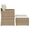 vidaXL Canap&eacute; de jardin 2 places avec tabourets beige r&eacute;sine tress&eacute;e