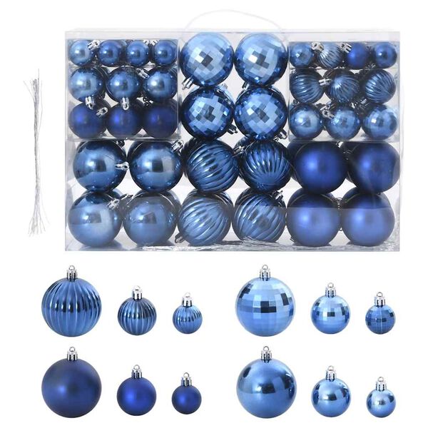 vidaXL Boules de No&euml;l 100 pcs bleu &Oslash;3/4/6 cm