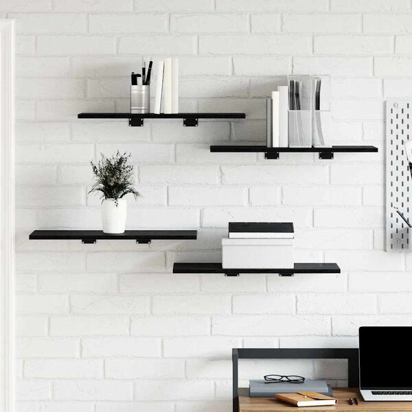 vidaXL &Eacute;tag&egrave;re &agrave; livres 4 pcs Noir 60 x 30 x 1,5 cm Bois d'ing&eacute;nierie