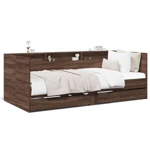 vidaXL Lit de jour avec tiroirs sans matelas ch&ecirc;ne marron 75x190 cm