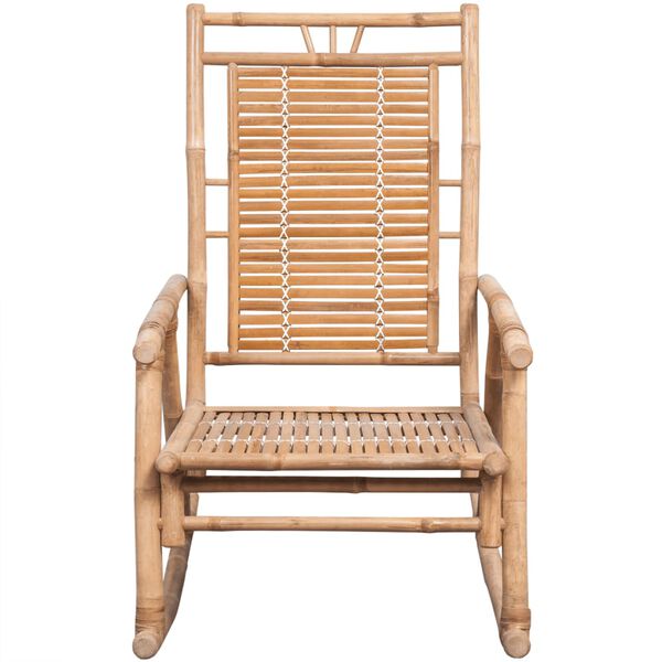 vidaXL Chaise &agrave; bascule avec coussin Bambou