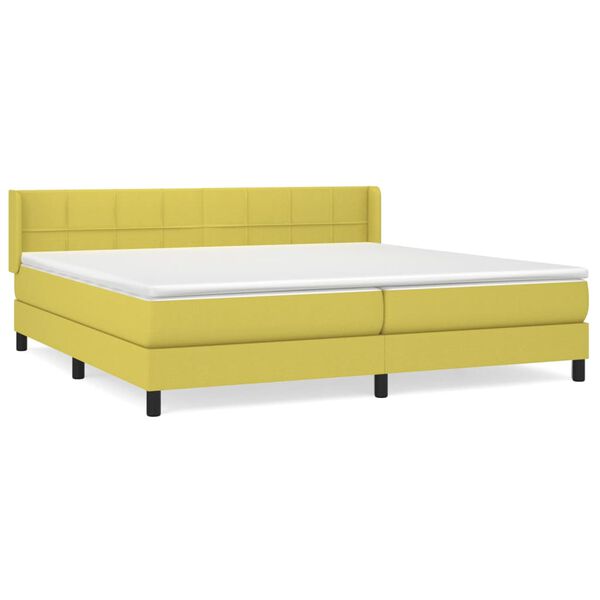 vidaXL Sommier &agrave; lattes de lit avec matelas Vert 200x200 cm Tissu