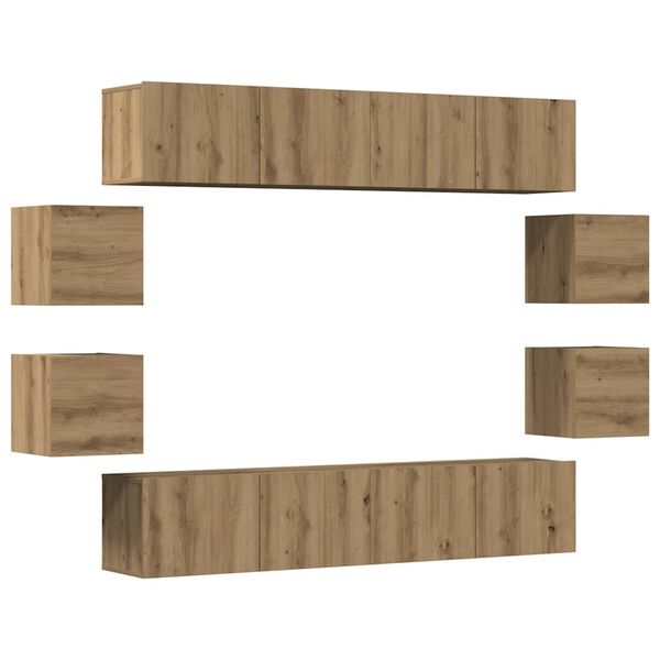 vidaXL Ensemble de meuble TV mural 8 pcs ch&ecirc;ne artisanal
