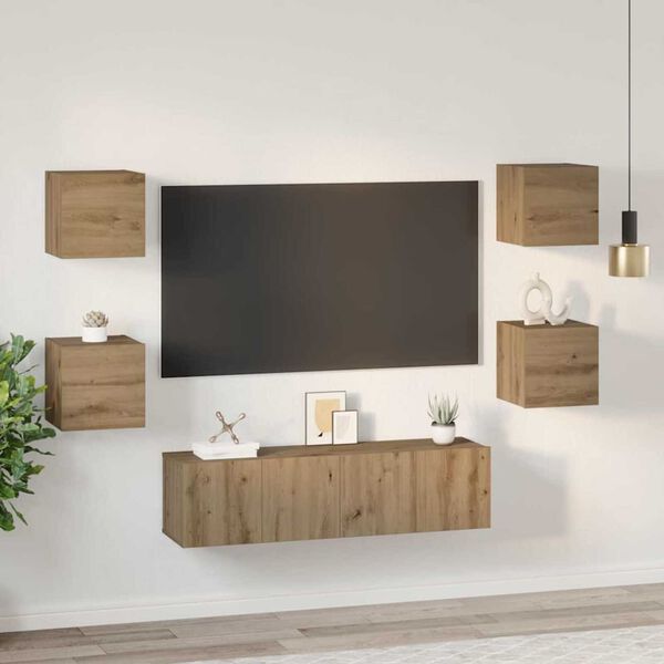 vidaXL Ensemble meuble TV 6 pcs Ch&ecirc;ne artisanal Bois d'ing&eacute;nierie