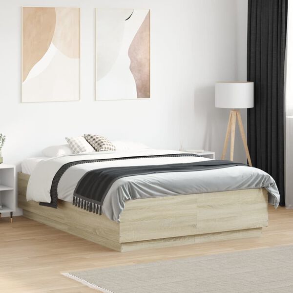 vidaXL Cadre de lit sans matelas ch&ecirc;ne sonoma 120x190 cm
