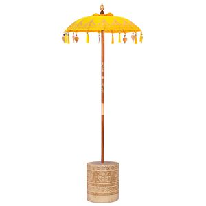 vidaXL Parasol balinais avec base Jaune 95 x 95 x 260 cm