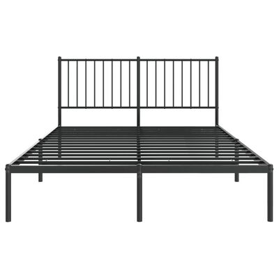 vidaXL Cadre de lit métal sans matelas avec tête de lit noir 135x190cm