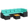 vidaXL Salon de jardin 8 pcs avec coussins noir r&eacute;sine tress&eacute;e