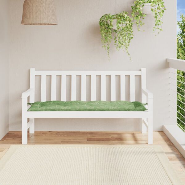 vidaXL Coussin de banc de jardin motif de feuilles 150x50x7 cm