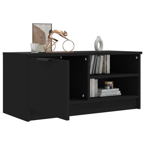 vidaXL Meuble TV Noir 80x35x36,5 cm Bois d'ing&eacute;nierie