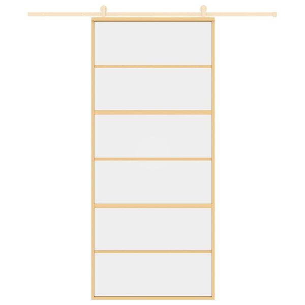 vidaXL Porte coulissante doré 90x205 cm verre ESG clair et aluminium