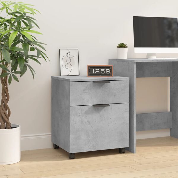 vidaXL Classeur mobile avec roues Gris b&eacute;ton 45x38x54 cm