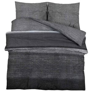 vidaXL Ensemble de housse de couette gris fonc&eacute; et noir 200x200 cm coton