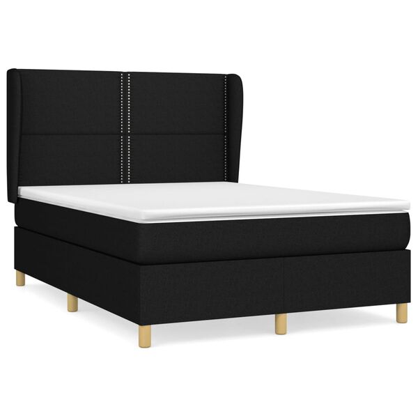 vidaXL Sommier &agrave; lattes de lit avec matelas Noir 140x200 cm Tissu
