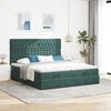 VidaXL Cadre de lit ottoman avec matelas vert fonc&eacute; 180x200cm velours