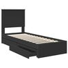 vidaXL Lit de Rangement avec tiroir Noir 75 x 190 cm Bois d'ing&eacute;nierie