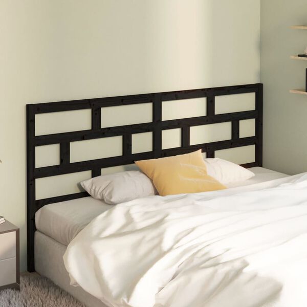 vidaXL T&ecirc;te de lit Noir 206x4x100 cm Bois massif de pin