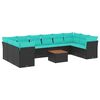 vidaXL Salon de jardin 11 pcs avec coussins gris r&eacute;sine tress&eacute;e
