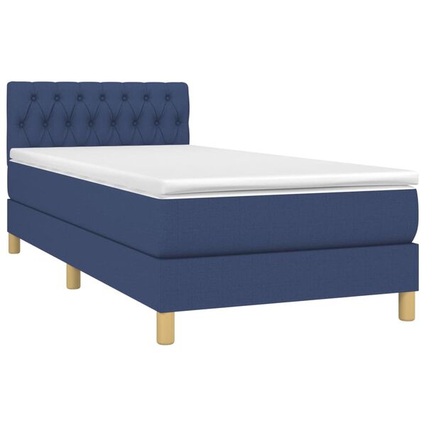 vidaXL Sommier &agrave; lattes de lit avec matelas LED Bleu 100x200 cm Tissu
