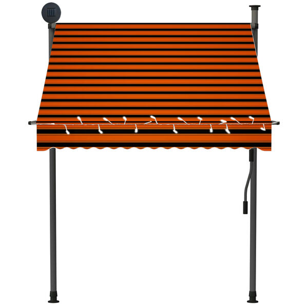 vidaXL Auvent manuel r&eacute;tractable avec LED 150 cm Orange et marron