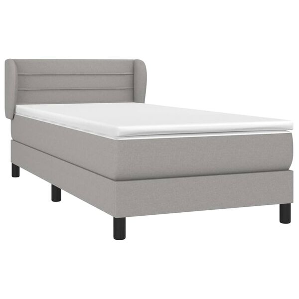 vidaXL Sommier &agrave; lattes de lit et matelas Gris clair 90x190 cm Tissu