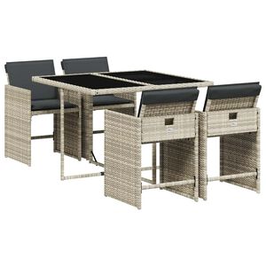 vidaXL Ensemble &agrave; manger de jardin et coussins 5 pcs gris clair rotin