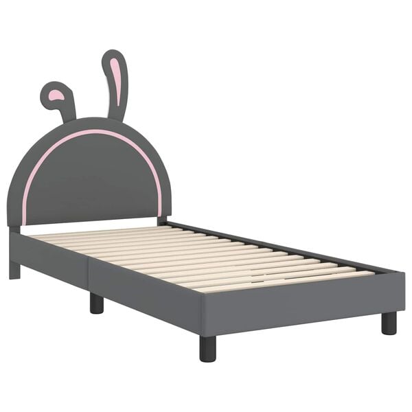 vidaXL Cadre de lit pour enfants avec t&ecirc;te de lit Gris clair PU