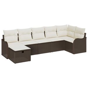 vidaXL Ensemble de Canap&eacute;s avec coussin Marron et Cr&egrave;me polyrotin
