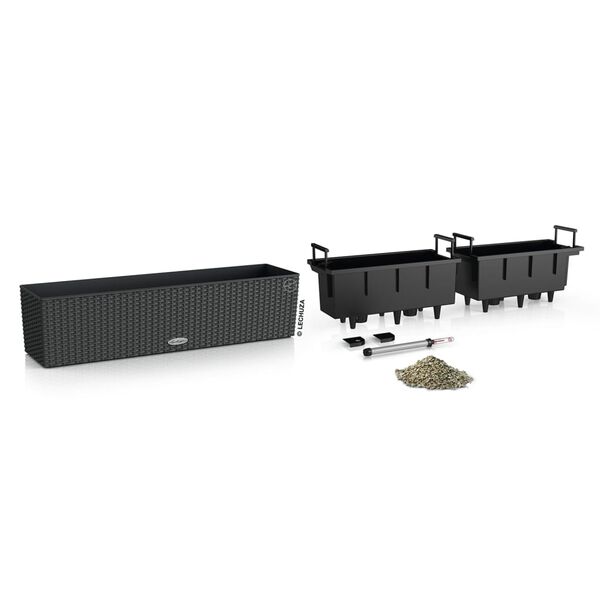 LECHUZA Jardini&egrave;re BALCONERA Cottage 80 ALL-IN-ONE Granit