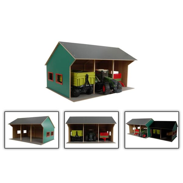 Kids Globe Abri de jeu agricole pour 3 v&eacute;hicules jouets 1:16