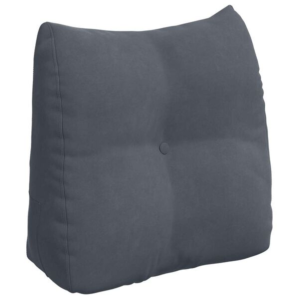vidaXL Coussin de Dos Gris fonc&eacute; 45 x 24 x 50 cm Velours