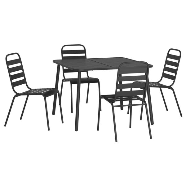 vidaXL Ensemble &agrave; manger de jardin 5 pcs anthracite acier