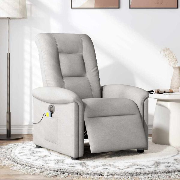 vidaXL Fauteuil de massage inclinable électrique gris nuage tissu