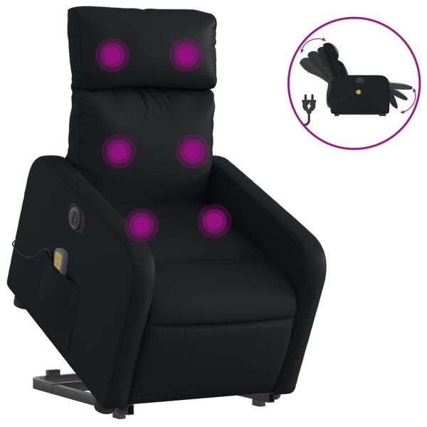 vidaXL Fauteuil inclinable de massage &eacute;lectrique noir similicuir