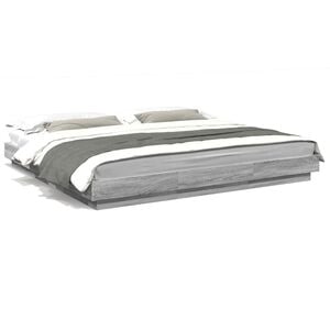 vidaXL Cadre de lit et lumi&egrave;res LED sans matelas sonoma gris 200x200cm