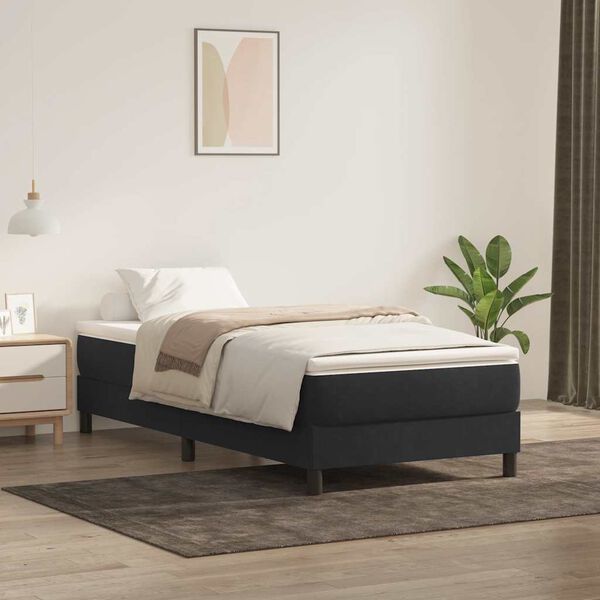 vidaXL Sommier à lattes de lit avec matelas noir 90x220 cm velours