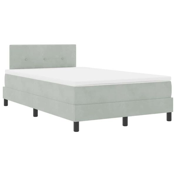 vidaXL Lit &agrave; ressort LED avec matelas Gris clair 120 x 200 cm Velours