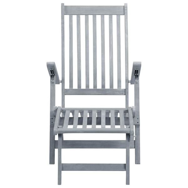vidaXL Chaise longue d'ext&eacute;rieur repose-pied et coussin Acacia solide