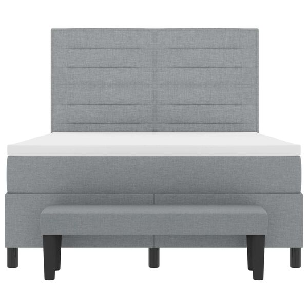 vidaXL Lit &agrave; ressorts avec matelas Gris clair 140 x 190 cm tissu