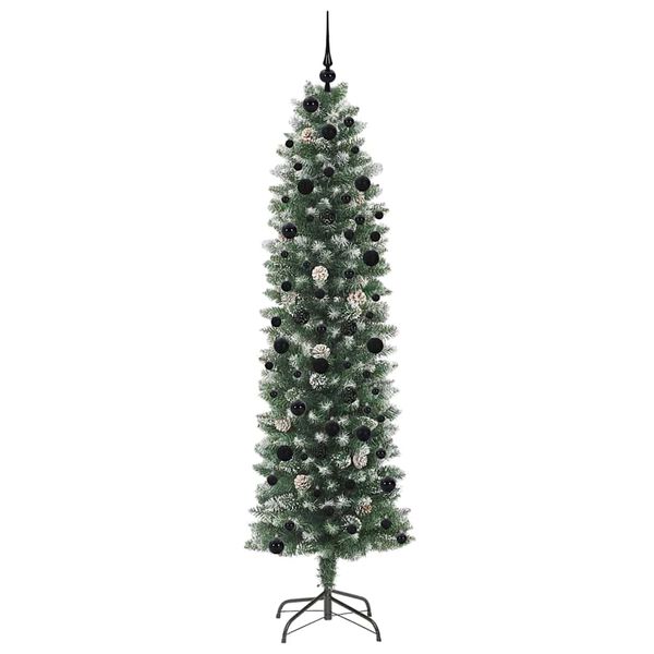 vidaXL Arbre de No&euml;l artificiel slim avec 300 LED Vert et blanc 240 cm