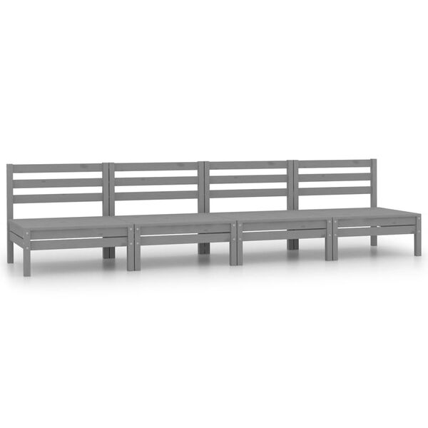 vidaXL Salon de jardin 4 pcs Gris Bois de pin massif