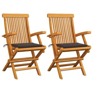 vidaXL Chaises pliantes avec coussins taupe, 2 pi&egrave;ces, en bois de teck massif