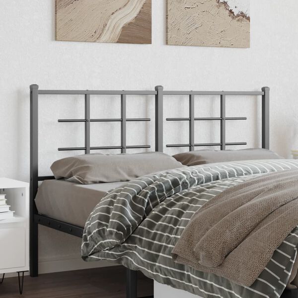 vidaXL T&ecirc;te de lit de remplacement m&eacute;tal noir 140 cm