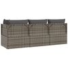 vidaXL Salon de jardin 3 pcs avec coussins Gris R&eacute;sine tress&eacute;e