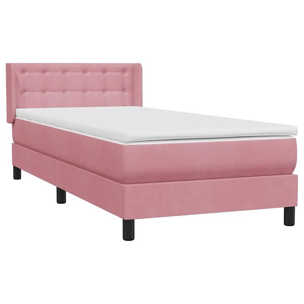 vidaXL Sommier &agrave; lattes de lit avec matelas rose 80x220 cm velours