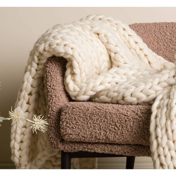 Venture Home Plaid Kate 170x130 cm Polyester Blanc cass&eacute;